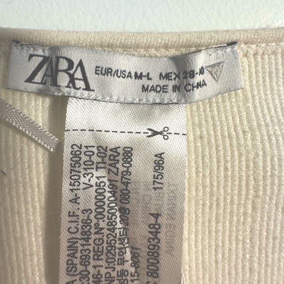 Zara Cream Off White Sweetheart Neckline Long Sleeve Sweater Bodysuit - Picture 2 of 3